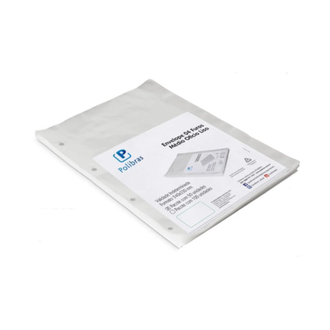 ENVELOPE PLASTICO MEDIO OFICIO 4 FUROS C/50FL - CRISTAL - UN - POLIBRAS