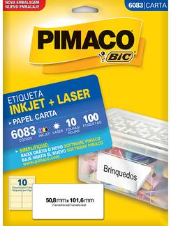 ETIQ INKJET/LASER CARTA 10FL - 6083 - 50X101 - UN - PIMACO