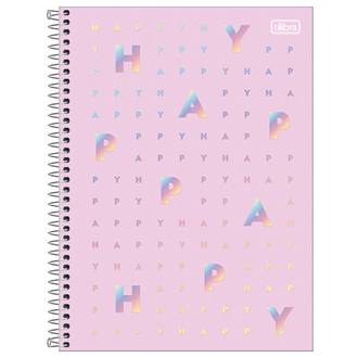 CADERNO UNIV CAPA DURA 1X1 80FLS - HAPPY - UN - TILIBRA