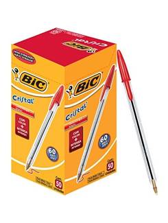CANETA CRISTAL CLASSICA 1,0MM - VERMELHO - CX 50 - BIC